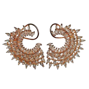 Brass Earing For Womens With Precious AD Rose Gold 1.5 Inch
